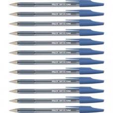 Pilot Better BP-S Ball Stick Pens - Fine Pen Point - 0.7 mm Pen Point Size - Refillable - Blue - Crystal, Clear Barrel - 12 / Dozen