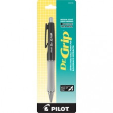 Pilot Dr. Grip Retractable Ballpoint Pens - Medium Pen Point - 1 mm Pen Point Size - Refillable - Black - Black Barrel - 1 Each