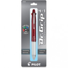 Pilot Dr. Grip Multi 4Plus1 Retractable Pen/Pencil - 0.7 mm Pen Point Size - 2HB Pencil Grade - 0.5 mm Lead Size - Refillable - Black, Blue, Green, Red Ink - Burgundy Barrel - 1 Pack