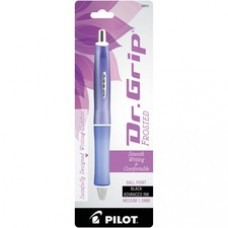 Pilot Dr. Grip Frosted Collection Ballpoint Pens - 1 mm Pen Point Size - Black - Frosted Purple Barrel - 1 Pack