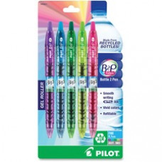 Pilot Bottle to Pen (B2P) B2P BeGreen Fine Point Gel Pens - Fine Pen Point - 0.7 mm Pen Point Size - Refillable - Green, Lime, Pink, Purple, Turquoise Gel-based Ink - Translucent Green Plastic, Tra