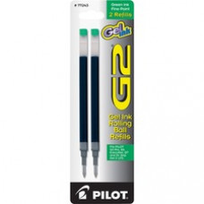 Pilot G2 Premium Gel Ink Pen Refills - 0.70 mm, Fine Point - Green Ink - Smear Proof - 2 / Pack