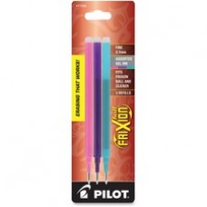 Pilot FriXion Gel Ink Pen Refills - 0.70 mm, Fine Point - Purple, Pink, Turquoise Ink - Wear Resistant, Tear Resistant, Eco-friendly, Smooth Writing - 3 / Pack