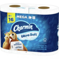 Charmin Ultra Soft Bath Tissue - 2 Ply - 244 Sheets/Roll - White - Soft, Septic Safe, Comfortable, Absorbent, Unscented, Durable, Sewer-safe, Strong - For Multipurpose - 18 Rolls Per Pack - 4 / Pack