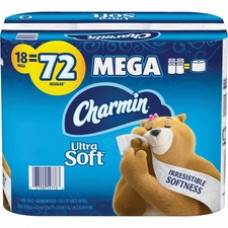 Charmin Ultra Soft Bath Tissue - White - Soft, Durable, Strong, Absorbent, Clog-free, Septic Safe - For Bathroom - 18 / Pack