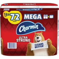 Charmin Ultra Strong Mega Rolls - 2 Ply - 264 Sheets/Roll - White - 2-ply, Soft, Comfortable, Long Lasting, Septic Safe, Clog Safe, Textured, Strong - For Bathroom, Cleaning, Hand - 18 Rolls Per Container - 18 / Carton