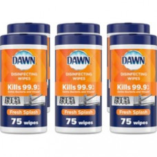 Dawn Disinfecting Wipes - Fresh Scent - 75 / Pack - 6 / Carton - White