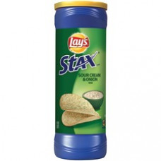 Quaker Oats Stax Sour Cream/Onion Potato Crisps - Sour Cream, Onion - Canister - 5.75 oz - 11 / Carton