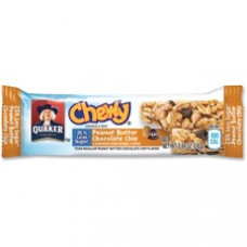 Quaker Oats Peanut Butter Choco Chip Granola Bars - Individually Wrapped - Peanut Butter, Chocolate Chip - 6.70 oz - 96 / Carton