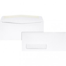 Quality Park White Woven Window Envelopes - Single Window - #10 - 4 1/8" Width x 9 1/2" Length - 24 lb - Gummed - Wove - 500 / Box - White