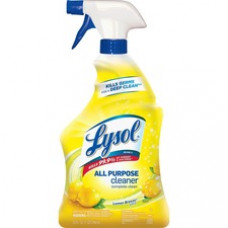 Lysol Lemon All Purpose Cleaner - Spray - 0.25 gal (32 fl oz) - Lemon Scent - 12 / Carton - Yellow