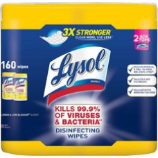 Lysol Disinfecting Wipes - Wipe - Lemon Lime ScentCanister - 160 / Pack - White