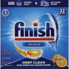 Finish Dishwasher Gel Packs - 1.30 oz (0.08 lb) - Orange Scent - 32 / Box - Orange