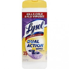Lysol Dual Action Wipes - Wipe - Citrus Scent - 35 / Tub - 12 / Carton - White/Purple