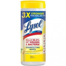 Lysol Lemon/Lime Disinfect Wipes - Wipe - Lemon, Lime Scent - 8" Width x 7" Length - 35 / Each - White