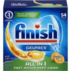 Finish All-n-1 Detergent Gelpacs - 1.30 fl oz - Orange Scent - 54 / Box - 216 / Carton - Orange