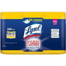 Lysol Lemon/Lime Disinfecting Wipes - Wipe - Lemon, Lime Blossom Scent - 80 / Canister - 240 / Pack - White