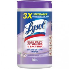Lysol Early Morning Breeze Disinfecting Wipes - Wipe - Early Morning Breeze Scent - 80 / Canister - 80 / Each - White