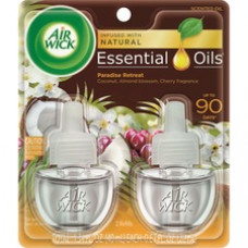 Air Wick Scented Oil Warmer Refill - Oil - 0.67 oz - Paradise Retreat, Coconut, Sweet Almond Blossom, Cherry - 45 Day - 2 / Pack - Wall Mountable, Long Lasting