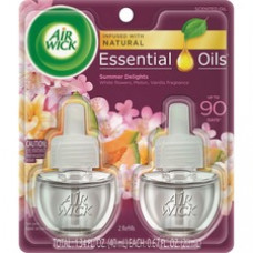 Air Wick Scented Oil Warmer Refill - Oil - 0.67 oz - Summer Delights, White Florals, Sweet Melon, Subtle Vanilla - 45 Day - 2 / Pack - Wall Mountable, Long Lasting