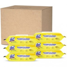 Lysol Disinfecting Wipes in Flatpacks - Wipe - Lemon, Lime Blossom Scent - 80 / Pack - 6 / Carton - White