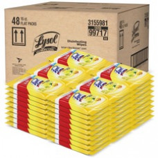 Lysol To Go Disinfecting Wipes in Flatpacks - Wipe - Lemon, Lime Blossom Scent - 15 / Pack - 48 / Carton - White
