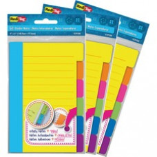 Redi-Tag Assorted Tab Ruled Sticky Notes - 10 x Blue, 10 x Green, 10 x Orange, 10 x Pink, 10 x Purple, 10 x Yellow - 4