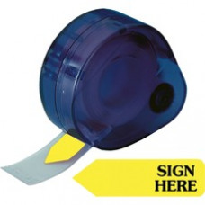 Redi-Tag Sign Here Removable Flags In Dispenser - 120 x Yellow - 1.88" x 0.56" - Arrow - "SIGN HERE" - Yellow - Removable, Self-adhesive - 120 / Pack
