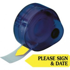 Redi-Tag Please Sign and Date Arrows In Dispenser - 120 x Yellow - 1.88" x 0.56" - Arrow - "Sign & Date" - Yellow - Removable, Self-adhesive - 120 / Pack