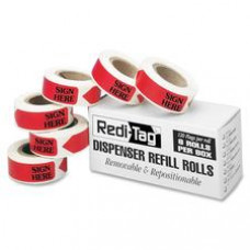 Redi-Tag Sign Here Arrow Flags Dispenser Refills - 720 x Red - 1.88" x 0.56" - Arrow - "SIGN HERE" - Red - Removable, Self-adhesive - 120 / Box