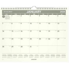 At-A-Glance 100% PCW Monthly Wall Calendar - Julian Dates - Monthly - January 2024 - December 2024 - 1 Month Single Page Layout - 15" x 12" Sheet Size - 2" x 1.68" Block - Wire Bound - 1 Each