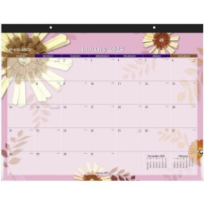 At-A-Glance Paper Flowers Monthly Desk Pad - Julian Dates - Monthly - 1 Year - January 2024 - December 2024 - 1 Month Single Page Layout - 22" x 17" Sheet Size - 2.81" x 2.50" Block - 