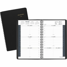 At-A-Glance Appointment Book Planner - Weekly - 1 Year - January 2026 to December 2026 - 8:00 AM to 5:00 PM - Hourly - 1 Week Double Page Layout - 4 7/8" x 8" Sheet Size - Black - Faux Leather - Pocket, Notepad - 1 Each