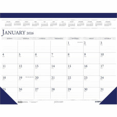 House of Doolittle Deep Blue Print 18.5" Desk Pad Calendar Julian Dates - Monthly - 12 Month - January 2026 to December 2026 - 1 Month Single Page Layout - 18 1/2" x 13" Sheet Size - White Sheet - 1.75" x 2.37" Block - 1 Each