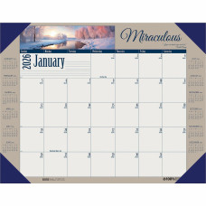 House of Doolittle Earthscapes Motivational Desk Pad - Julian Dates - Monthly - 1 Year - January 2026  - December 2026  - 1 Month Single Page Layout - 22" x 17" Sheet Size - Desk Pad - Leatherette, Paper - Non-refillable - 1 Each