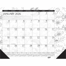 House of Doolittle Doodle Monthly Desk Pad Julian Dates - Monthly - 12 Month - January 2026 to December 2026 - 1 Month Single Page Layout - Desk Pad - Black/White - Paper - 13" Height x 18.5" Width - 1 Each