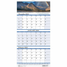 House of Doolittle Scenic 3-month Wall Calendar Julian Dates - 14 Month - December 2025 to January 2027 - 3 Month Single Page Layout - 12 1/4" x 27" Sheet Size - 1.75" x 1.13" Block - Wire Bound - White - Paper - 1 Each