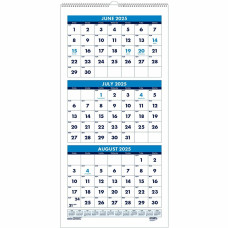 House of Doolittle Three-month Vertical Academic Wall Calendar - Academic - Julian Dates - Monthly - 14 Month - June 2025- July 2026 - 3 Month Single Page Layout - Wire Bound - Teal - Paper - 8