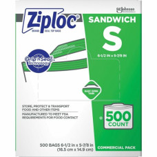 Ziploc® Sandwich Bags 5.87" Width x 6.50" Length x 1.20 mil (30 Micron) Thickness - Clear - School, Park, Sandwich, Snack, Office, Commercial, Healthcare, Industrial, Food, Hospital - 500 / Carton