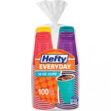 Hefty Everyday 16 oz Disposable Party Cups - 16 fl oz - 100 / Pack - Assorted Bright - Cold Drink, Party