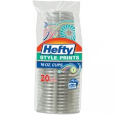 Hefty Style Prints Plastic Cups - 18 fl oz - 20 / Pack - Clear - Plastic - Cold Drink