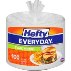 Hefty Everyday Foam Plates - Disposable - White - Foam Body - 100 / Pack