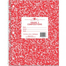 Roaring Spring Ruled Marble Spiral Composition Book - 36 Sheets - 72 Pages - Printed - Spiral Bound - Both Side Ruling Surface - 3 Hole(s) - 15 lb Basis Weight - 56 g/m² Grammage - 10 1/2