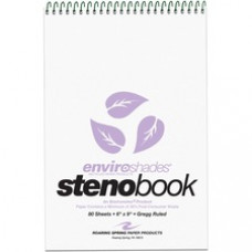 Roaring Spring Enviroshades Recycled Steno Books - 80 Sheets - Spiral Bound - Gregg Ruled - 15 lb Basis Weight - 6