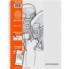 Roaring Spring Whitelines Premium Line Ruled Spiral Notebook - 70 Sheets - 140 Pages - Printed - Spiral Bound - Both Side Ruling Surface - 20 lb Basis Weight - 75 g/m² Grammage - 11