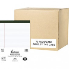 Roaring Spring USDA Certified Bio-Preferred Legal Pads - 40 Sheets - 80 Pages - Printed - Stapled/Tapebound - Both Side Ruling Surface - Double Line Red Margin - 20 lb Basis Weight - 75 g/m² Grammage - 11 3/4