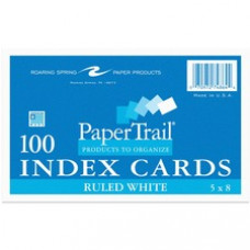 Roaring Spring PaperTrail Ruled Index Cards - 100 Sheets - 200 Pages - Printed - Front Ruling Surface - 43 lb Basis Weight - 160 g/m² Grammage - 6