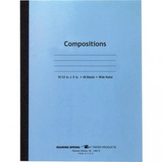 Roaring Spring Wide Rule Composition Notebook - 48 Sheets - Sewn/Tapebound Red Margin - 15 lb Basis Weight - 8