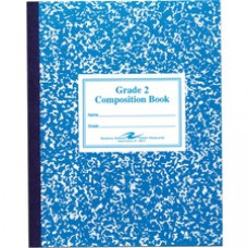Roaring Spring Second-grade Composition Books - 50 Sheets - Sewn/Tapebound Red Margin - 15 lb Basis Weight - 7 3/4" x 9 3/4" - White Paper - Marble Blue Cover Marble - Flexible Cover, Portable - 50 / Each