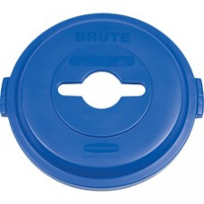 Rubbermaid Commercial Brute 32G Recycle Container Lid - Round - Plastic - 6 / Carton - Blue